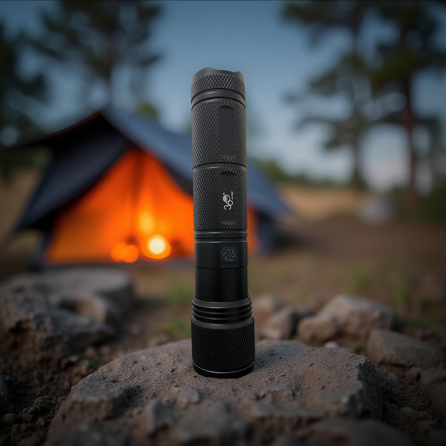 USB LED Flashlight P100 Light – 3000M Long Range, Rechargeable Torch with Digital Display – 2 Pieces Combo, 1-Year Warranty, Free Delivery UAE
