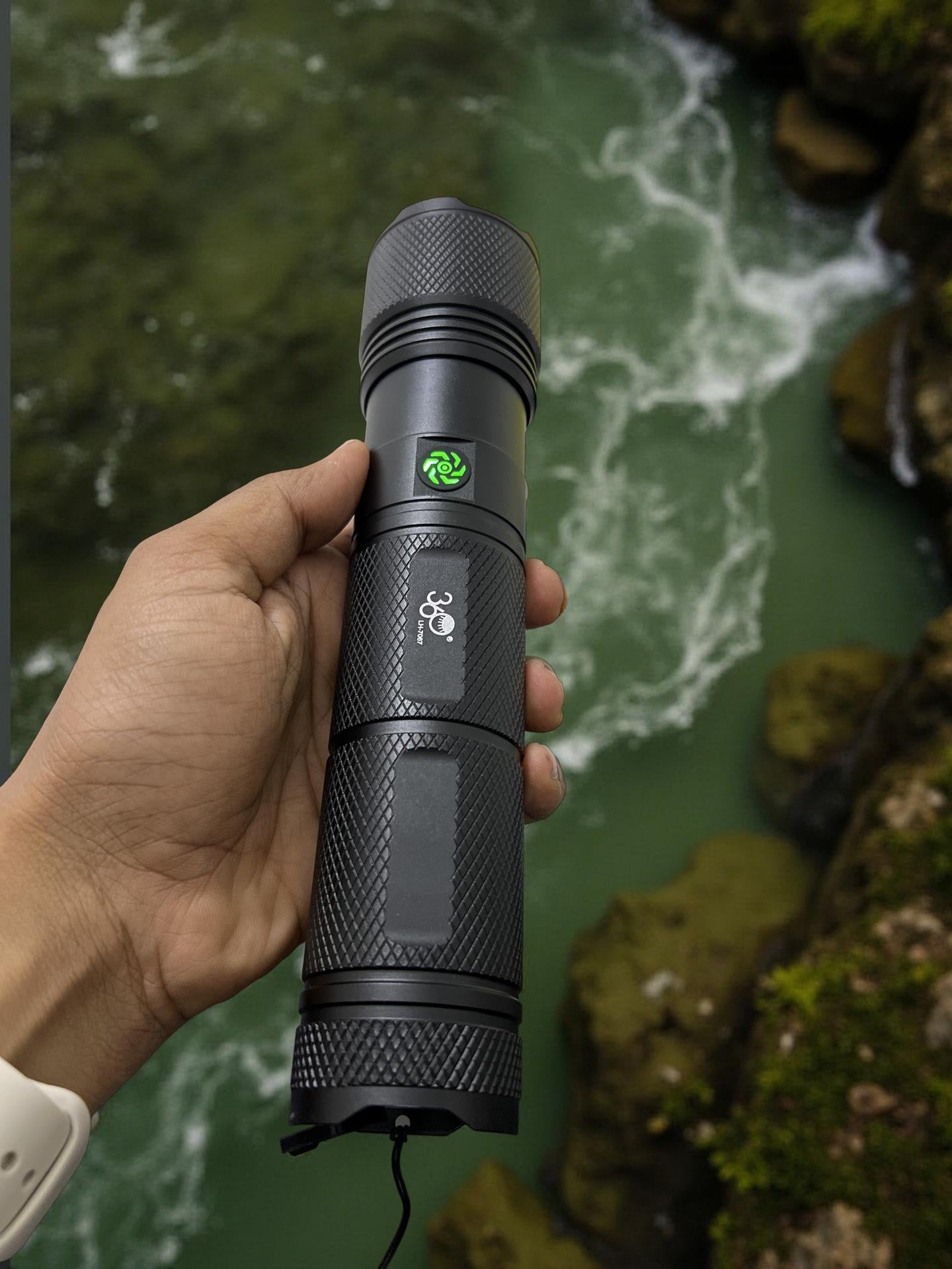 USB LED Flashlight P100 Light – 3000M Long Range, Rechargeable Torch with Digital Display – 2 Pieces Combo, 1-Year Warranty, Free Delivery UAE